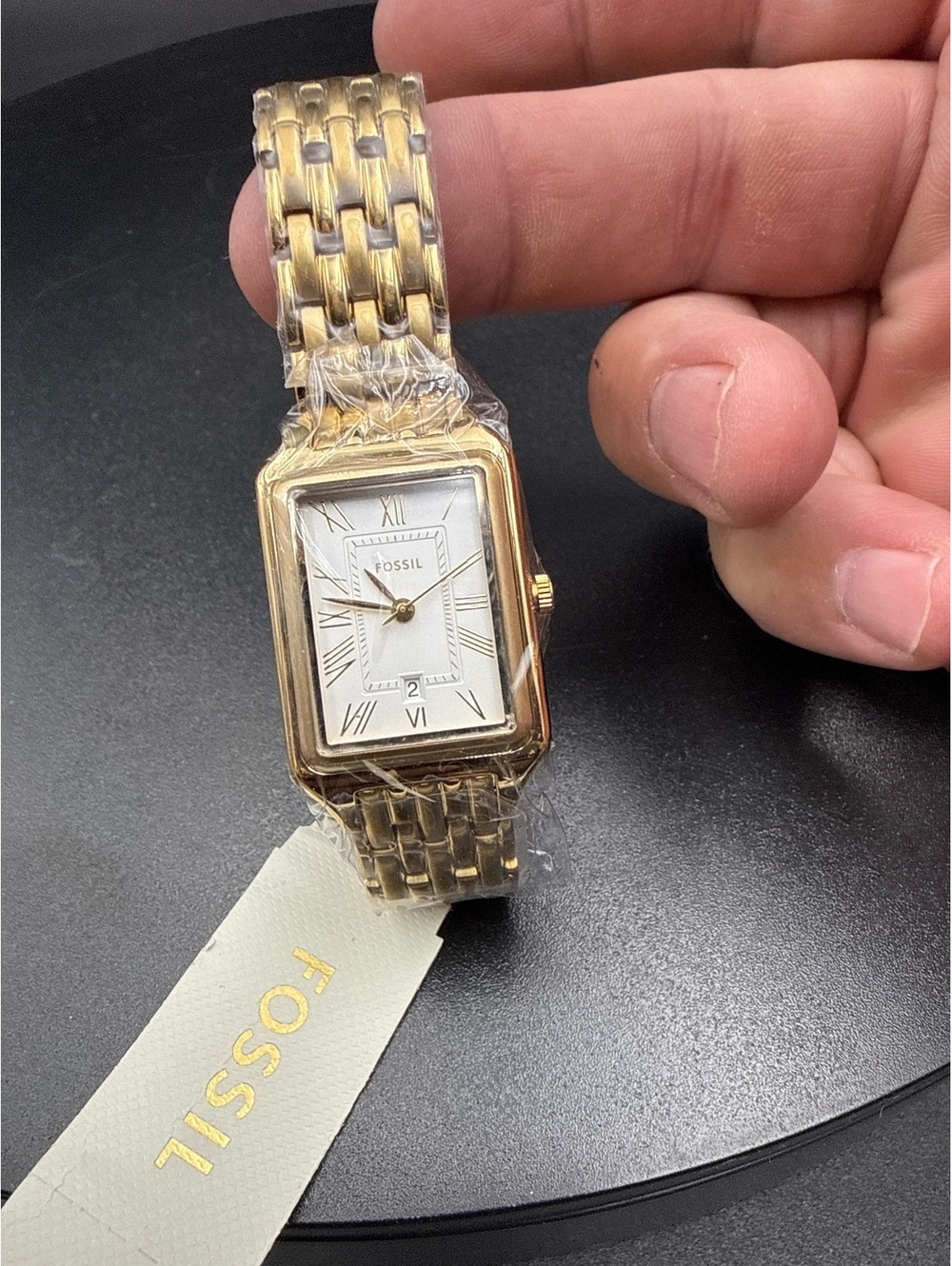 Fossil Women's Gold Tone Stainless Steel Rectangular Watch